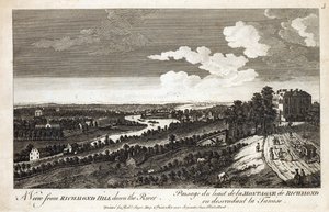 Ein Blick vom Richmond Hill den Fluss hinunter, gedruckt für Robert Sayer, Karten- und Druckverkäufer, Fleet Street von English School