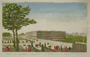 Ansicht des Königlichen Palastes von Hampton Court, veröffentlicht 1760 von English School
