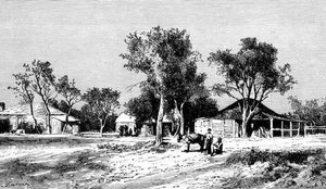 Ein Dorf auf den Darling Downs, Queensland, Australien, aus 