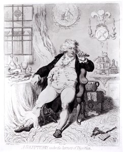 Ein Schlemmer unter den Schrecken der Verdauung, veröffentlicht 1792 von English School