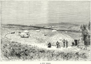 Ein Zulu Kraal (Gravur) von English School