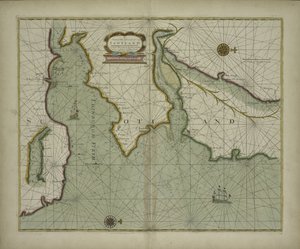 Karte der Ostküste Schottlands aus einem Seeatlas mit einer hydrographischen Beschreibung der meisten bekannten Teile der Welt von Samuel Thornton, 1707