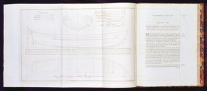 Eine Kopie des Entwurfs, aus dem The Bountys Launch gebaut wurde, aus A Voyage to the South Sea, von William Bligh (1754-1817), graviert von Mackenzie, veröffentlicht 1792
