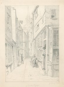 Ein Hof oder Durchgang in der Nähe der St. Martins Church, London, Juli 1828 von English School