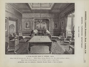 Ein eingerichteter Billardraum von Harrods von English School