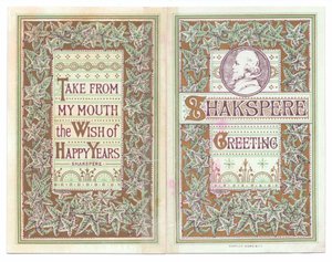 Viktorianische Grußkarte mit einem Bild von William Shakespeare, ca. 1880 von English School