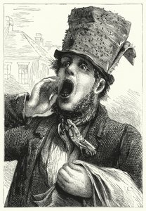 Ein Mann verkauft Fliegenpapier (Lithografie) von English School