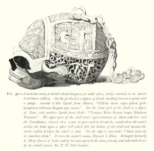 Ein Memento Mori oder Totenkopf-Uhrwerk aus massivem Silber, kürzlich auf der Stuart-Ausstellung gezeigt von English School