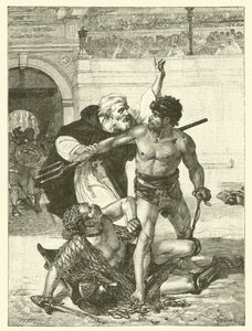 Ein Mönch, Telemachus, versucht die Gladiatorenspiele im Kolosseum, Rom zu stoppen