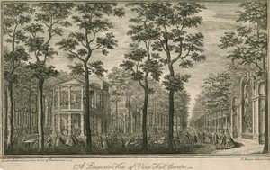 Perspektivische Ansicht der Vauxhall Gardens, London