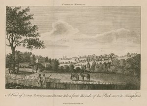 Eine Ansicht von Lord Mansfields Haus, aufgenommen von der Seite seines Parks neben Hampstead von English School