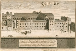 Ansicht des Savoy, London, von der Themse von English School