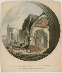 Ansicht des Turms und Bogens der St. James Kirche, Clerkenwell