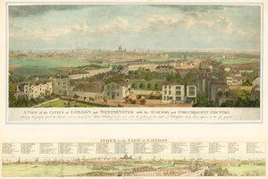 Ansicht der Städte London und Westminster mit den Vororten und umliegenden Gebieten von English School