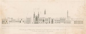 Eine Ansicht der Gebäude neben der Westminster Hall und mit Blick auf den Fluss Thames von English School