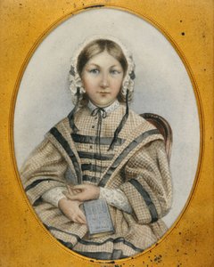Eine junge Florence Nightingale in einem ovalen Rahmen von English School