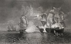 Kampf zwischen Bonhomme Richard und der Serapis, 23. September 1779 (Stich)