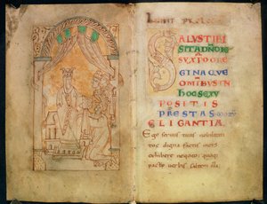 Königin Emma, Ehefrau von Ethelred II und Cnut, erhält das Buch von seinem Autor; Kapital 