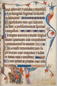 Add. 42130, f.101, Psalm 54, Erzengel kämpfen gegen den Teufel, aus dem 