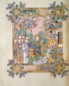 Einzug in Jerusalem, aus dem Benedictional von St. Aethelwold, Winchester, ca. 980