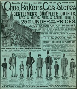 Werbung für Chas Baker & Cos Geschäfte