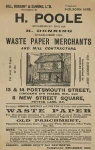 Werbung für H Poole und H Dunning, Altpapierhändler und Mühlenunternehmer von English School