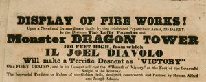 Anzeige für ein Feuerwerk, Vauxhall Gardens, London