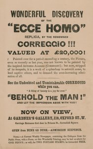 Werbung für die Ausstellung einer Replik des Gemäldes Ecce Homo von Correggio (Antonio Allegri) von English School