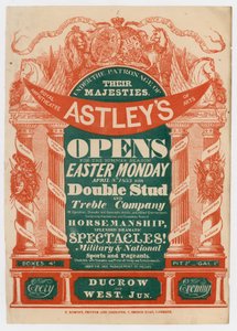 Werbung für Astleys Amphitheater, Eröffnung der Sommersaison, 8. April 1833