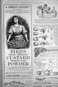 Werbung für Birds Custard Powder, aus The Illustrated London News, 1. September 1886 von English School