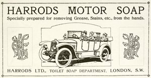 Werbung für Harrods Motorseife