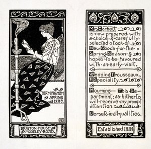 Werbung für Mrs. Corbett im Drayton House, Birmingham, 1897