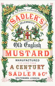 Werbung für Sadlers Old English Mustard von English School