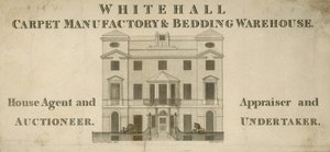 Werbung für Whitehall Teppichmanufaktur und Bettwarenlager von English School