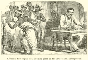 Afrikaner sehen zum ersten Mal einen Spiegel in der Hütte von Dr. Livingstone von English School