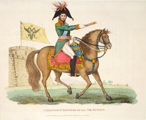 Alexander I., Kaiser von ganz Russland, veröffentlicht von Richard Evans, graviert von Romney, Illustration aus An Historical Account of the Battle of Waterloo von William Mudford, 1816