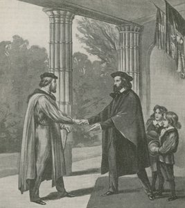 Alfred, Lord Tennyson, begrüßt Giuseppe Garibaldi in seinem Haus auf der Isle of Wight von English School