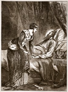 Alice Perrers am Sterbebett von Edward III, Illustration aus Cassells Illustrierter Geschichte Englands von English School