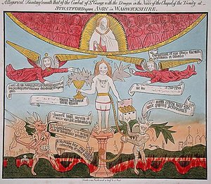 Allegorisches Gemälde unter dem von St. Georg mit dem Drachen im Kirchenschiff der Dreifaltigkeitskapelle, aus 