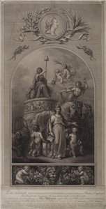 Allegorie der Stadt London mit Staatsschwert und Stadtcharta (Lithographie) von English School