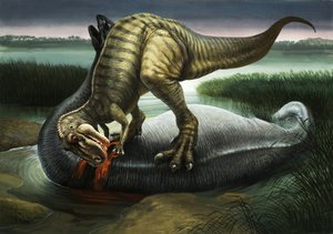 Allosaurus frisst einen Apatosaurus von English School