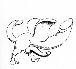 Amulett mit einem dreifachen Phallus von English School