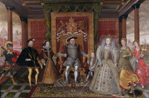 Eine Allegorie der Tudor-Nachfolge: Die Familie von Heinrich VIII., um 1589-95