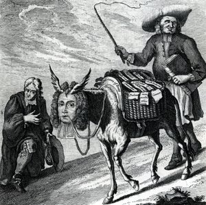 Ein Esel beladen mit Kirchenpräferenzen, 1737 von English School