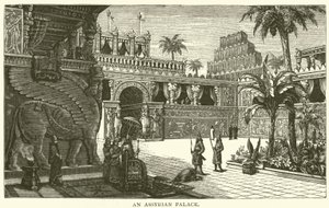 Ein assyrischer Palast (Gravur) von English School