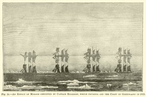 Ein Effekt der Fata Morgana, beobachtet von Kapitän Scoresby, während er 1822 vor der Küste Grönlands kreuzte
