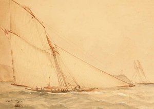 Ein Acht-Meter-Gaffelrigg-Toppsegel-Kutter, The Royal Yacht Squadron, ca. 1860 von English School