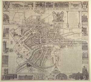 "Eine genaue Darstellung der berühmten Stadt Bristol und ihrer Vororte", von James Millerd, veröffentlicht 1673 von English School
