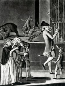 Eine Ausstellung von Wildtieren oder der Macaroni in Not, 1774