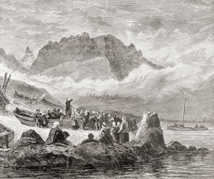 Ein Freiluftgottesdienst auf der Isle of Skye, Innere Hebriden, aus 